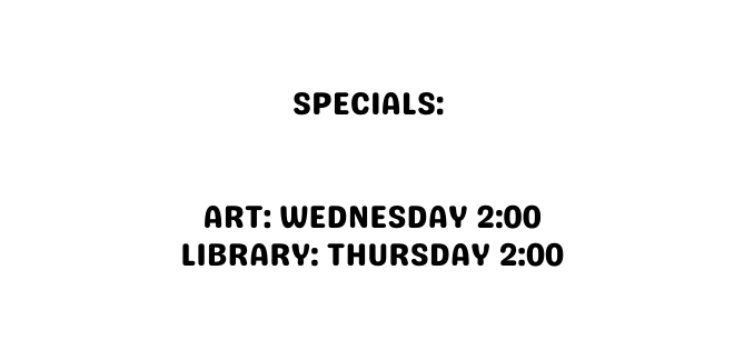 specials Art Wednesday 2 00 Library Thursday 2 00