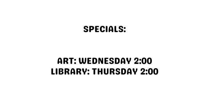 specials Art Wednesday 2 00 Library Thursday 2 00